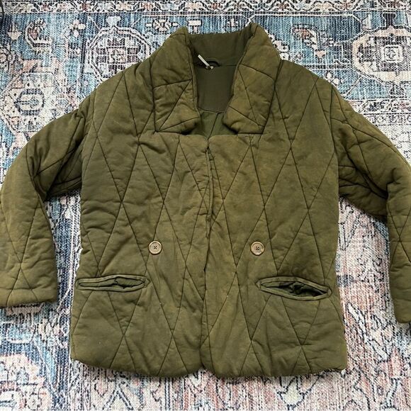 Free People Tawny Pillow Puffer Jacket Coat Washed Green Oversized Size Small - Picture 9 of 11